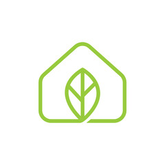 Home natural real estate logo. Home with leaf icon design. garden logo design