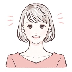 ひらめく/ 笑顔 / 喜ぶ/女性のイラスト素材