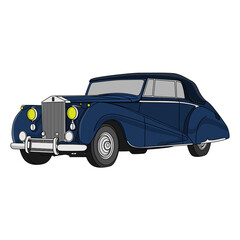 Fototapeta na wymiar Blue classic retro car with transparent background