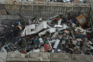Scrap metal in a recycling yard - 538795322