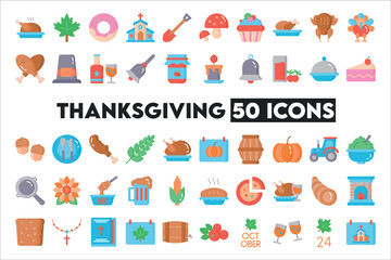 Fototapeta na wymiar Thanksgiving Icons Pack 