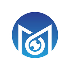 Letter M and camera logo vector icon