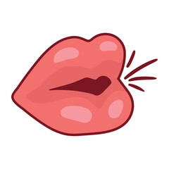 mouth kissing sticker retro