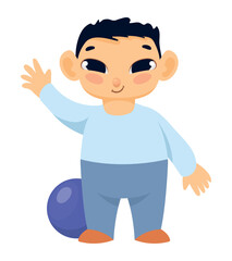 asian little boy with ball