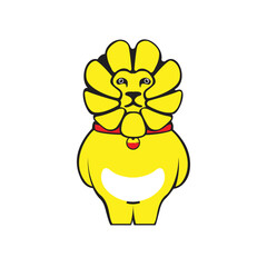 cute lion character yellow vector design