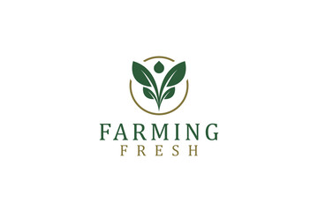 Plant nature green logo design organic farming icon symbol growing company 