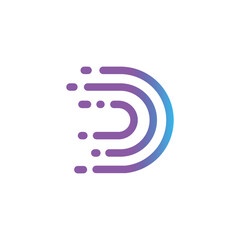 Letter D logo design in technology concept