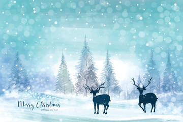 Landscape for winter and new year holidays christmas card background