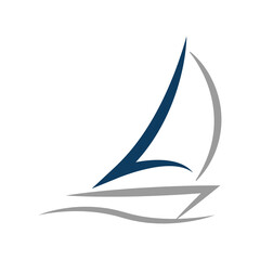 Sailing boat logo design. Minimalist boat logo design - obrazy, fototapety, plakaty