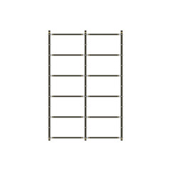 Mobile scaffolding, white background, used in construction areas.