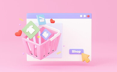web online shopping, digital marketing concept. 3D rendering 