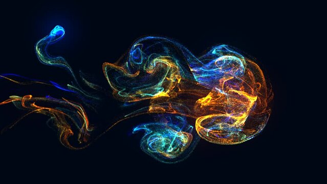 Neon animated background. Fire and ice. A randomly moving stream of particles. Glowing stars. A bundle of cosmic energy. Live screensaver for the logo. Intro for presentation, business. 4k