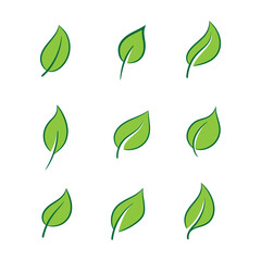 Leaf icon set ecology nature element, green leafs, environment and nature eco sign.