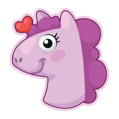 Obraz na płótnie Canvas pony in love sticker retro