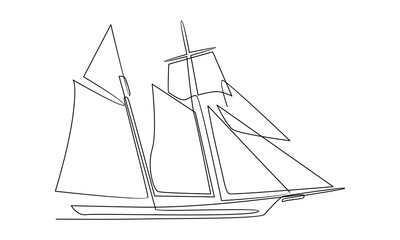Continuous line of sailboat vector illustration