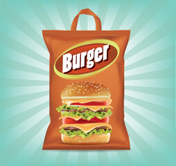 Design of packaging for burger.illustration vector