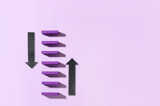 Purple Blocks And Arrows On Color Background