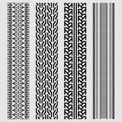 Black Tire Tracking Car Wheel or Transport Set on Road Texture Pattern for Car. Vector illustration of a track. Vol 3