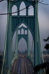 Onward shot of Saint John's Bridge in Portland, Oregon