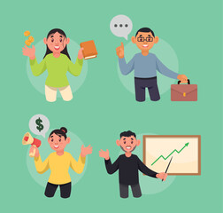 four business people characters