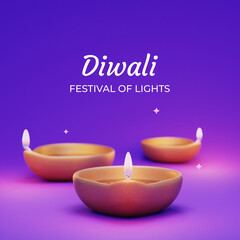 Happy Diwali luxury greeting cards. India festival of lights holiday invitations templates with gold Diya lamps © Venoxide