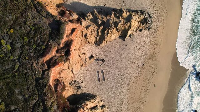 Big Sur Oceanside Heart Aerial Zoom Out Shot 4k Drone Footage