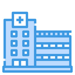 hospital blue outline icon