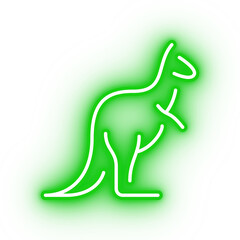 Obraz premium Neon green kangaroo icon, glowing wallaby icon on transparent background