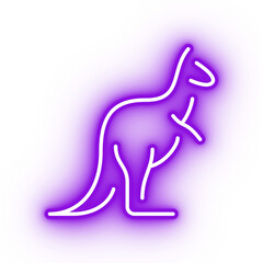 Obraz premium Neon purple kangaroo icon, glowing wallaby icon on transparent background