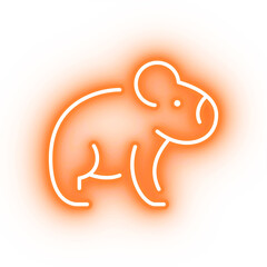 Neon orange koala icon, glowing australian animal icon on transparent background