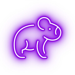 Neon purple koala icon, glowing australian animal icon on transparent background