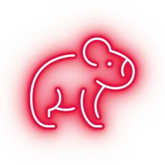 Neon red koala icon, glowing australian animal icon on transparent background