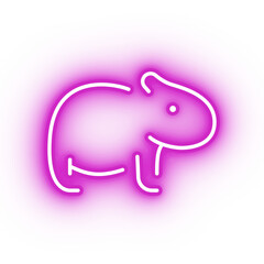 Neon pink wombat icon, glowing animal icon on transparent background
