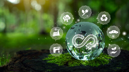 Circular economy concept.The concept of eternity, endless and unlimited, circular economy for...