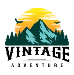 Photo sur Plexiglas Montagnes vintage adventure mountain logo illustration