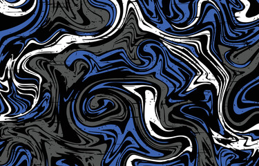 Blue, Gray, White, Black Liquid marble texture design, colorful marbling surface, cream lines, nature abstract paint design, vector illustration