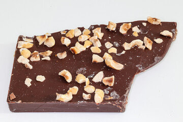 chocolate filled with almonds in pieces and whole