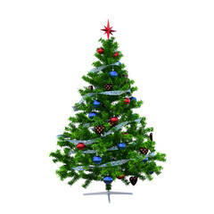 Christmas tree with decorations, isolate on a transparent background, 3d illustration, cg render