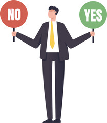 YES or NO, Right or wrong business decisions, true or false, right and wrong, alternative concept. illustration png
