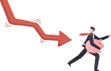 Financial Crisis, Businessman or investor run away. illustration png