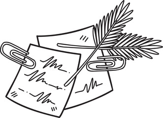 note paper with boho plants illustration