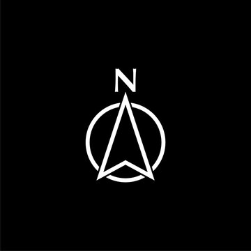 Compass wind rose icon isolated on dark background