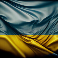 Ukrainian flags on 3d illustration realistic.