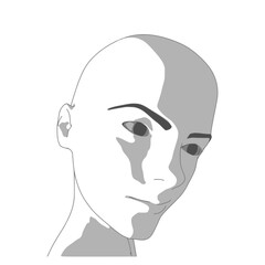 Young woman face front view. Elegant silhouette of a female head.