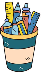 Hand Drawn glass and stationery illustration