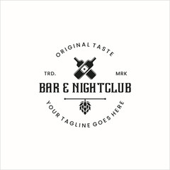 Drinker Pub Bottles Abstract Vector Vintage Label or Logo Template with Shabby Textures and Retro Typography. Also Good for Posters, Flayers, T-shirt Prints, etc.