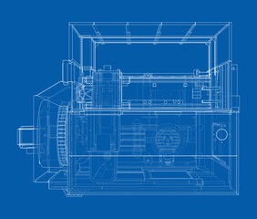 Metalworking CNC milling machine. Vector