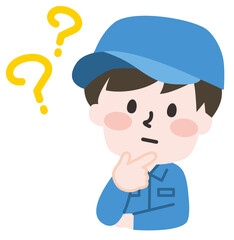 はてなを浮かべる男性作業員 