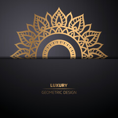 illustration of an abstract background with ornament Luxury Mandala with black Background