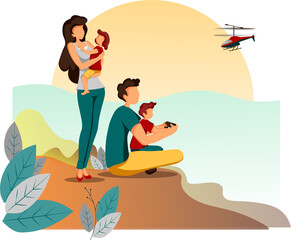 family on vacation illustration